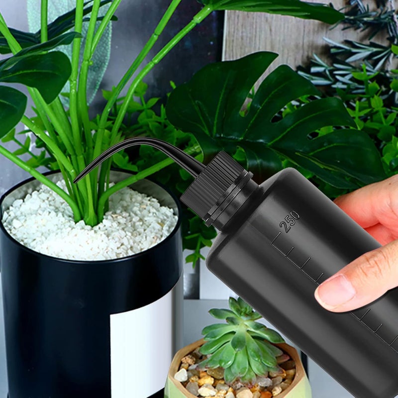DERSTRA Wash Bottle 2pcs 250ml/8oz Safety Watering Tools, Economy Plastic Squeeze Washing Cleaning With Narrow Mouth Scale Labels for Medical Succulent Irrigation Plant (Black) - Image 4